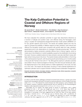 The Kelp Cultivation Potential in Coastal and Offshore Regions of Norway