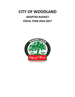 City of Woodland Fiscal Year 2016-2017 Adopted Budget