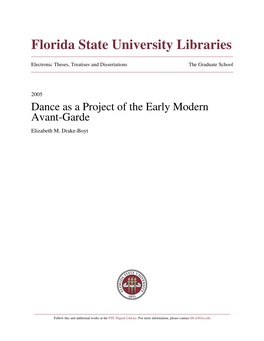 Dance As a Project of the Early Modern Avant-Garde Elizabeth M