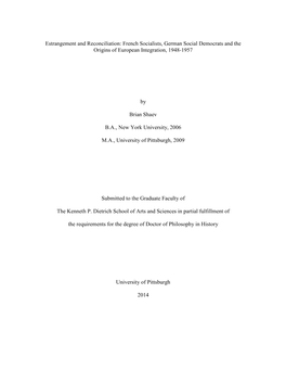 French Socialists, German Social Democrats and the Origins of European Integration, 1948-1957