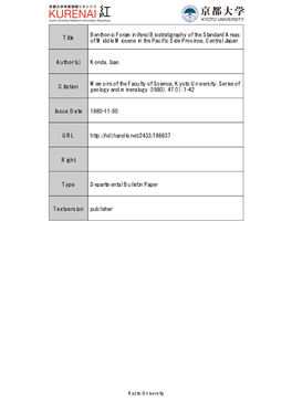 Title Benthonic Foraminiferal Biostratigraphy of The