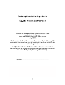 Evolving Female Participation in Egypt's Muslim Brotherhood