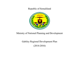 Republic of Somaliland Ministry of National Planning And