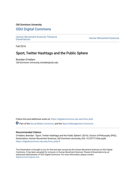 Sport, Twitter Hashtags and the Public Sphere