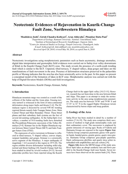 Neotectonic Evidences of Rejuvenation in Kaurikchango