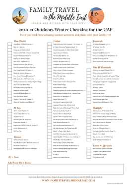 UAE Winter Activity Checklist 2018-19.Xlsx