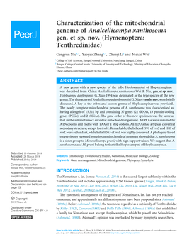 Characterization of the Mitochondrial Genome of Analcellicampa Xanthosoma Gen