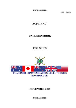 Acp 113(Ag) Call Sign Book for Ships November 2007