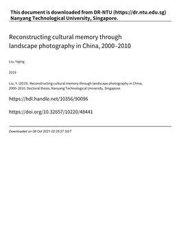 Reconstructing Cultural Memory Through Landscape Photography in China, 2000–2010