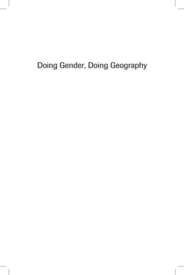 Doing Gender, Doing Geography Ii J Doing Gender, Doing Geography Doing Gender, Doing Geography Emerging Research in India