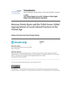 Transatlantica, 1 | 2015 Mexican Pointy Boots and the Tribal Scene: Global Appropriations of Local Cul