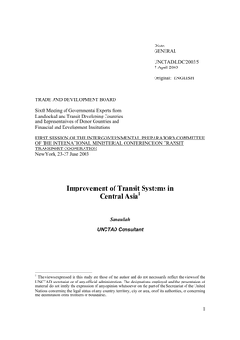 Improvement of Transit Systems in Central Asia1