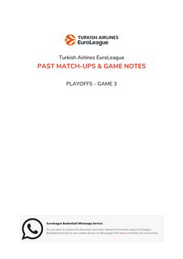 Past Match-Ups & Game Notes