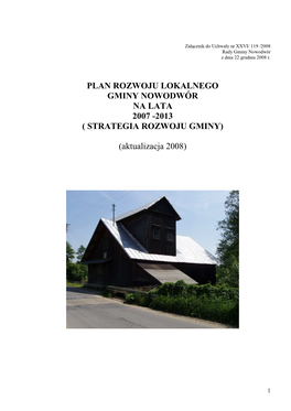 Plan Rozwoju Lokalnego Gminy Nowodwór Na Lata 2007 -2013 ( Strategia Rozwoju Gminy)