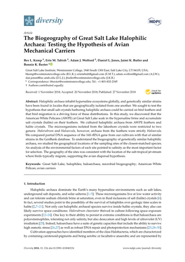 The Biogeography of Great Salt Lake Halophilic Archaea: Testing the Hypothesis of Avian Mechanical Carriers