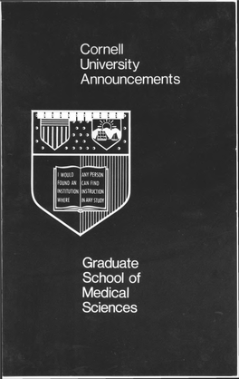 Cornell University Announcements Graduate School of Medical Sciences