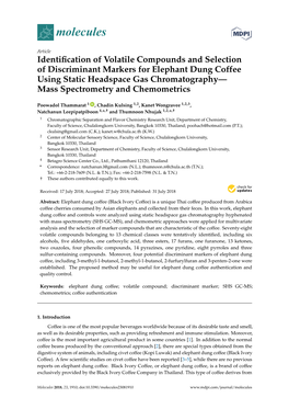 Identification of Volatile Compounds and Selection of Discriminant