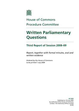 Written Parliamentary Questions