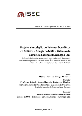 Estágio Na Mkti – Sistemas De Domótica, Energia E Iluminação Lda