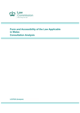 Form and Accessibility of the Law Applicable in Wales Consultation Analysis
