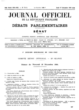 Journal Officiel De La République Française Débats Parlementaires Sénat