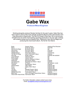 Gabe Wax CV 2015