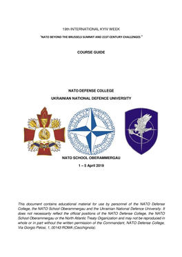 19Th INTERNATIONAL KYIV WEEK COURSE GUIDE NATO DEFENSE