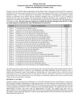 Transmission Line Route Segment Descriptions