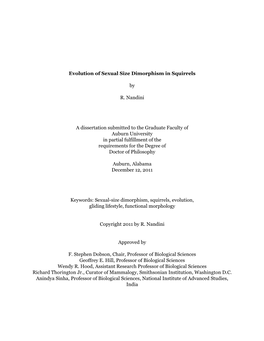 Evolution of Sexual Size Dimorphism in Squirrels by R. Nandini A