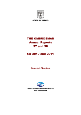 THE OMBUDSMAN Annual Reports 37 and 38 for 2010 and 2011