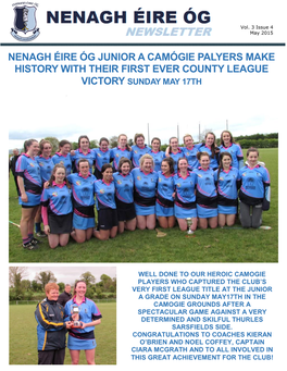 Nenagh Éire Óg Junior a Camógie Palyers Make History with Their First Ever County League Victory Sunday May 17Th