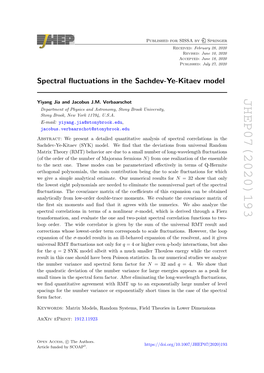 Spectral Fluctuations in the Sachdev-Ye-Kitaev Model