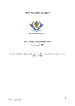 1 Annual Report 2019 CIVIL AVIATION AUTHORITY of SRI