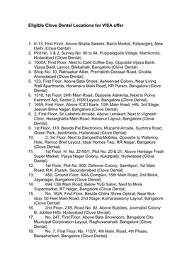 Eligible Clove Dental Locations for VISA Offer