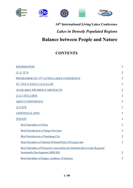 Programme of the 14Th Living Lakes Conference