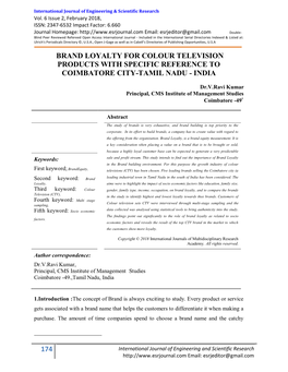 174 Brand Loyalty for Colour Television Products With