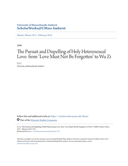 Love Must Not Be Forgotten" to Wu Zi Li Li University of Massachusetts Amherst