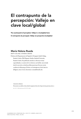 El Contrapunto De La Percepción: Vallejo En Clave Local/Global