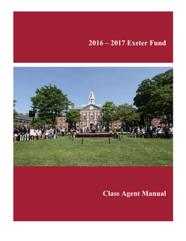 2016 – 2017 Exeter Fund Class Agent Manual