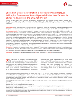 Hospital Outcomes of Acute Myocardial Infarction