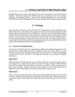 3 PHYSICAL SETTING of RMP PROJECT AREA 3.1 Geology