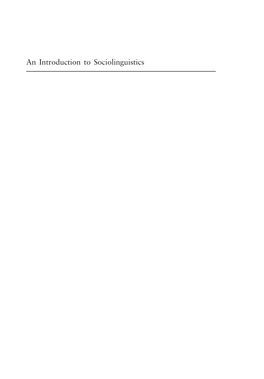 An Introduction to Sociolinguistics