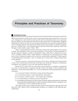 Principles and Practices of Taxonomy