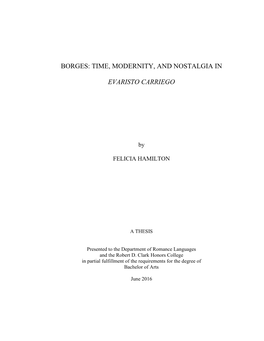 Time, Modernity, and Nostalgia in Evaristo Carriego