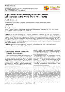 Yugoslavia's Hidden History: Partisan-Ustashi Collaboration in the World War II (1941−1945)