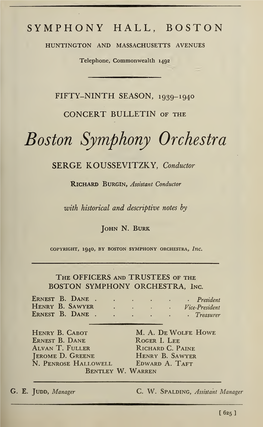 Boston Symphony Orchestra Concert Programs, Season 59,1939-1940