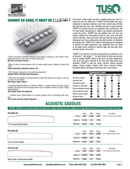 ACOUSTIC SADDLES PRODUCT SIZING TIP: All Products Pictured Are Actual Size