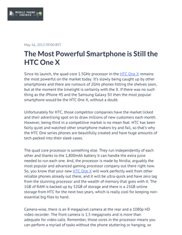 The Most Powerful Smartphone Is Still the HTC One X