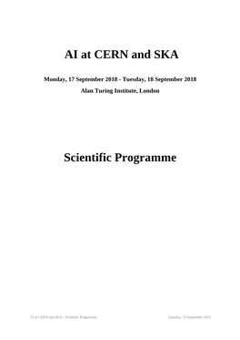 AI at CERN and SKA Scientific Programme