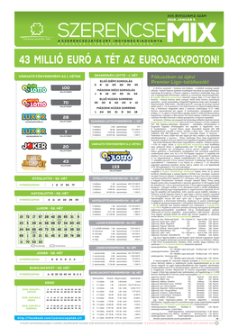 43 Millió Euró a Tét Az Eurojackpoton!